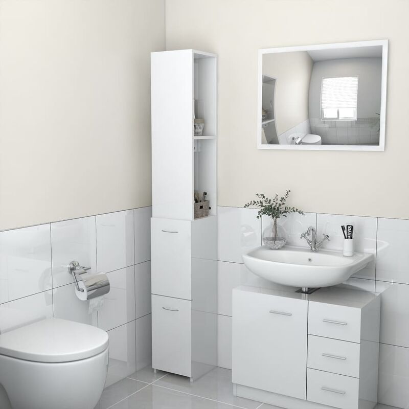 

Armario de cuarto de baño aglomerado blanco 25x25x170 cm