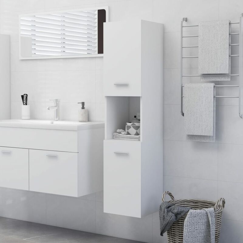 

Armario de cuarto de baño aglomerado blanco 30x30x130 cm