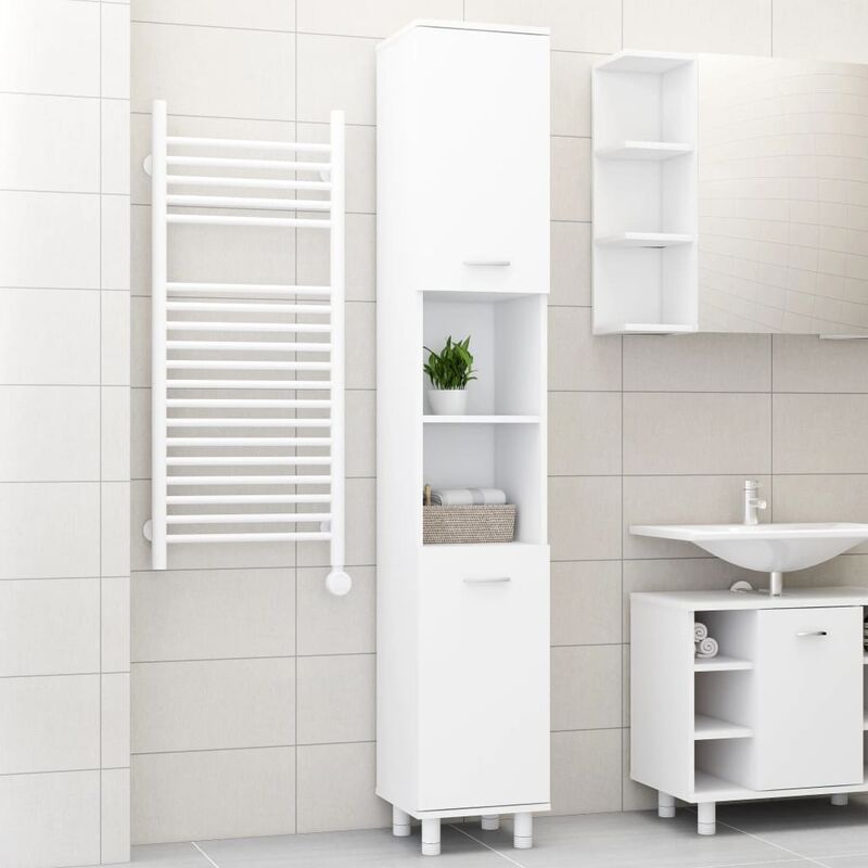

Armario de cuarto de baño aglomerado blanco 30x30x179 cm