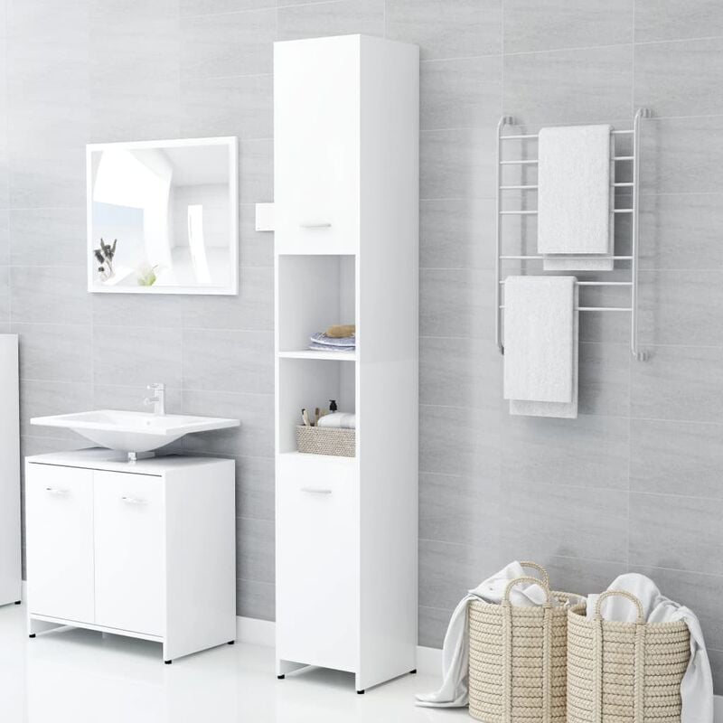 

Armario de cuarto de baño aglomerado blanco 30x30x183,5 cm