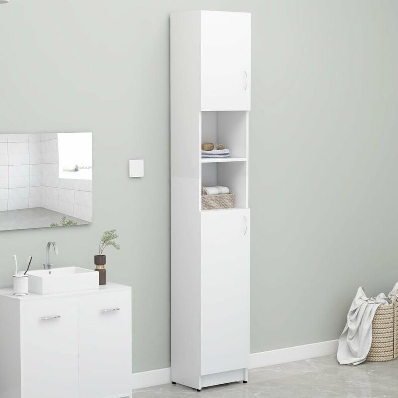 

Armario de cuarto de bano aglomerado blanco 32x25,5x190 cm