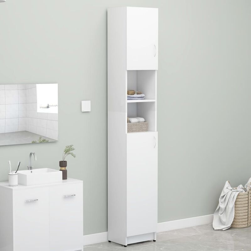 

Armario de cuarto de baño aglomerado blanco 32x25,5x190 cm