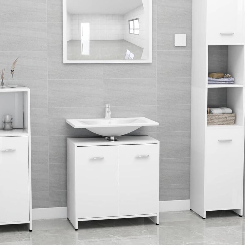 

Armario de cuarto de baño aglomerado blanco 60x33x58 cm