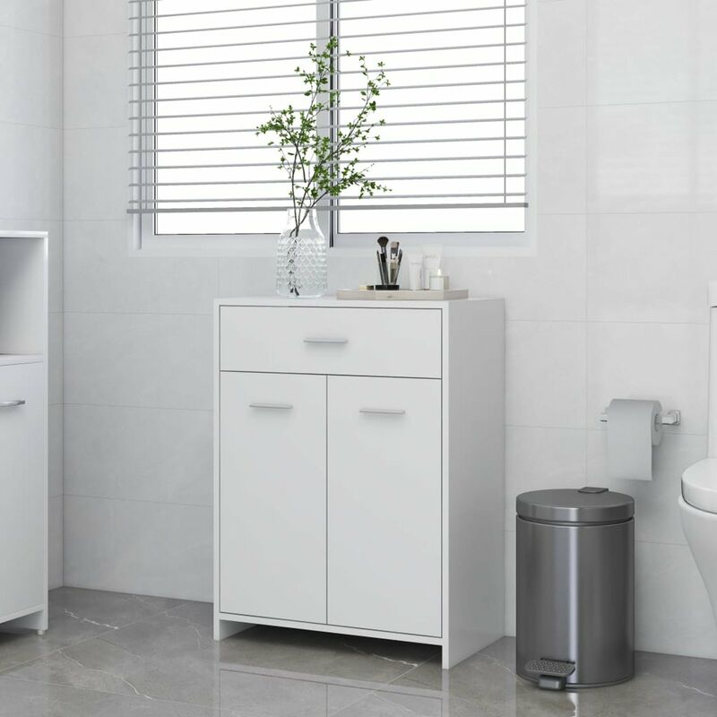 

Happyshopping - Armario de cuarto de bano aglomerado blanco 60x33x80 cm