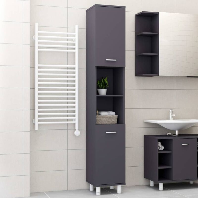 

Armario de cuarto de baño aglomerado gris 30x30x179 cm