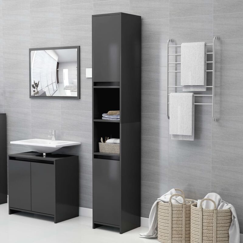 

Armario de cuarto de baño aglomerado gris 30x30x183,5 cm