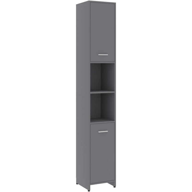 

vidaXL Armario de cuarto de baño aglomerado gris 30x30x183,5 cm - Gris