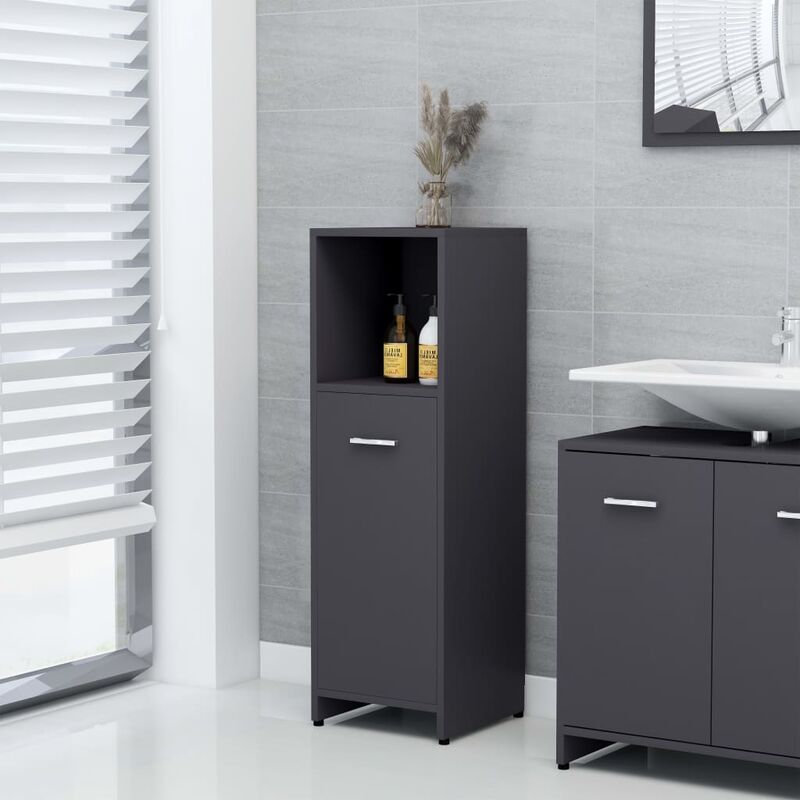 

Armario de cuarto de baño aglomerado gris 30x30x95 cm