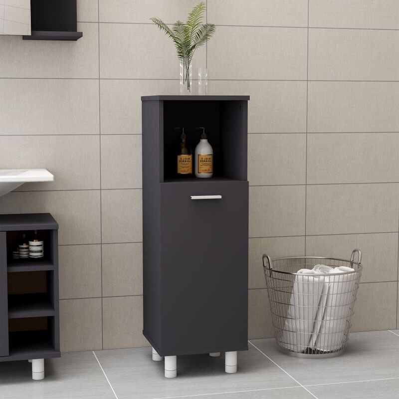 

Armario de cuarto de baño aglomerado gris 30x30x95 cm