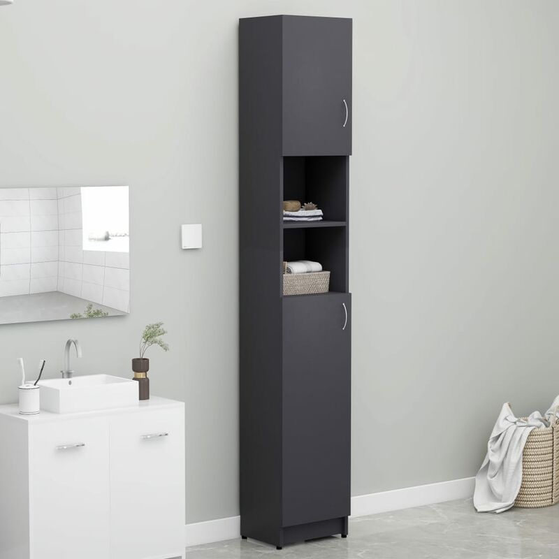 

Armario de cuarto de baño aglomerado gris 32x25,5x190 cm