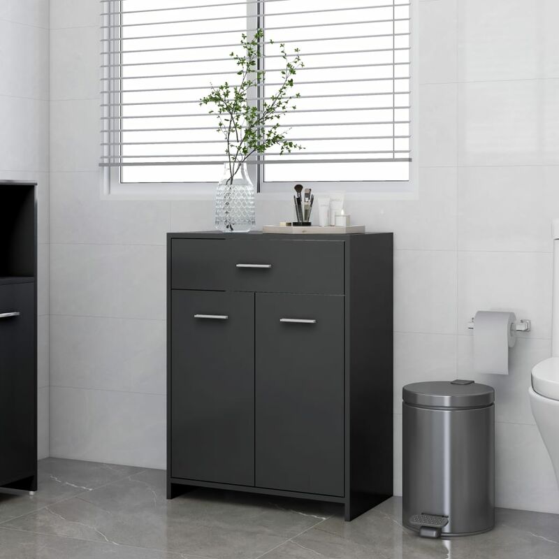 

Armario de cuarto de baño aglomerado gris 60x33x80 cm