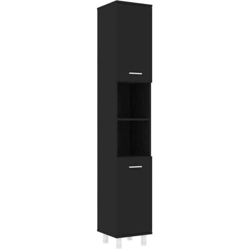 

vidaXL Armario de cuarto de baño aglomerado negro 30x30x179 cm - Negro