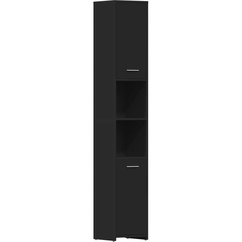 

Armario de cuarto de baño aglomerado negro 30x30x183,5 cm - Negro - Vidaxl