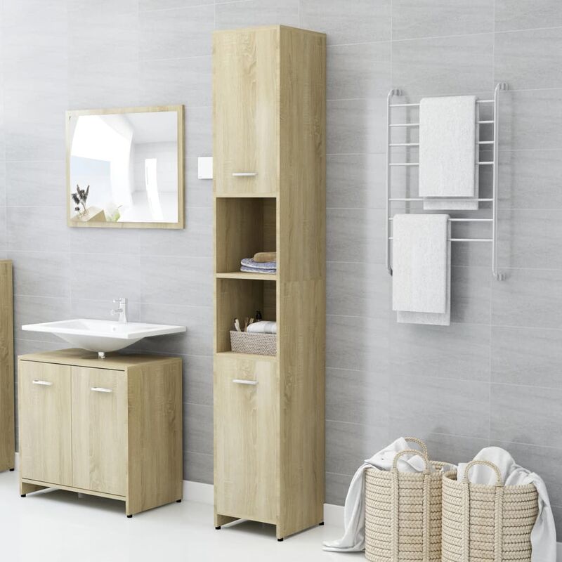 

Armario de cuarto de baño aglomerado roble sonoma 30x30x183,5cm
