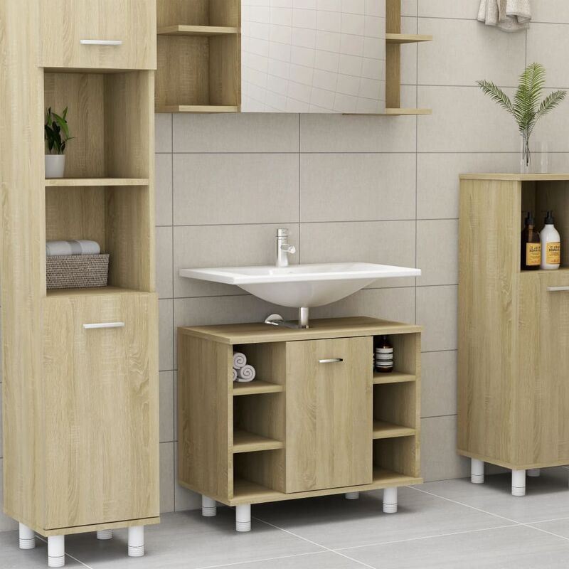 

Armario de cuarto de baño aglomerado roble Sonoma 60x32x53,5 cm
