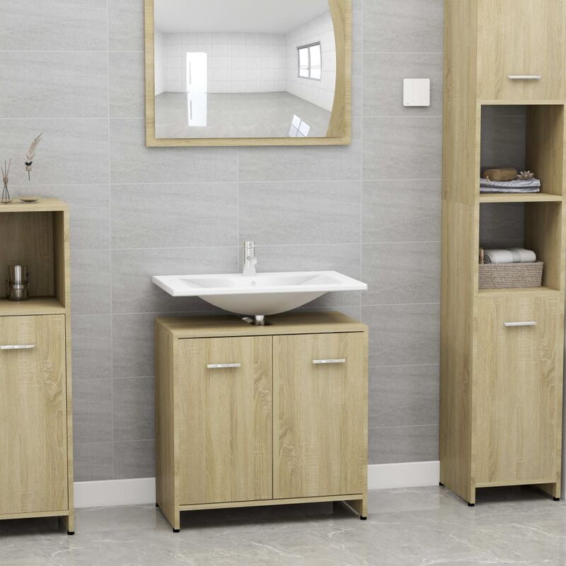 

Armario de cuarto de baño aglomerado roble sonoma 60x33x58 cm