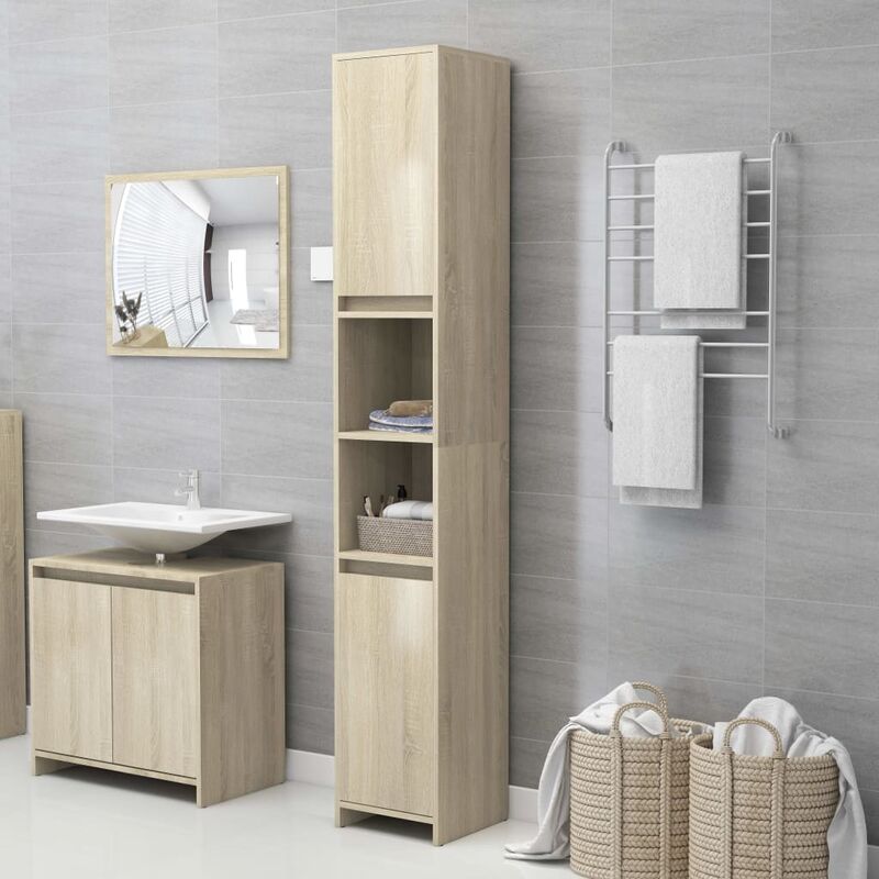 

Armario de cuarto de baño aglomerado sonoma 30x30x183,5 cm
