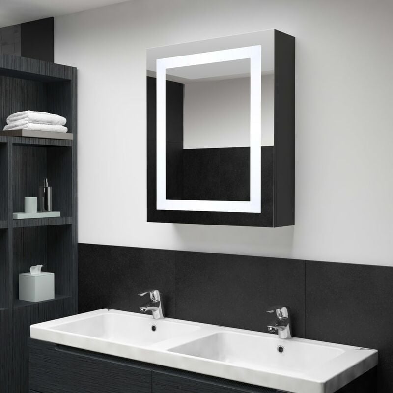 

Armario de cuarto de baño con espejo y LED 50x13x70 cm