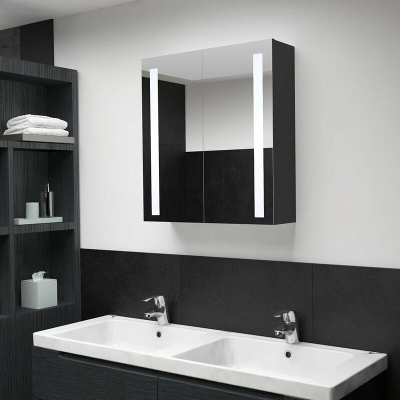 

BHD - Armario de cuarto de baño con espejo y LED 62x14x60 cm