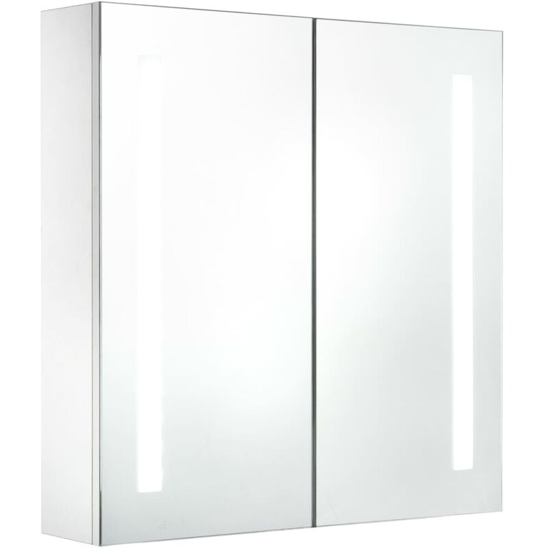 

vidaXL Armario de cuarto de baño con espejo y LED 60x14x62 cm - Blanco