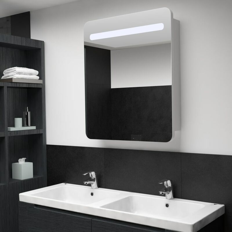 

Armario de cuarto de baño con espejo y LED 68x9x80 cm