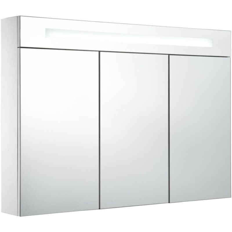 

vidaXL Armario de cuarto de baño con espejo y LED 88x13x62 cm - Blanco
