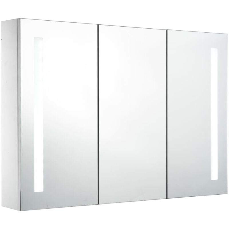 

vidaXL Armario de cuarto de baño con espejo y LED 89x14x62 cm - Blanco