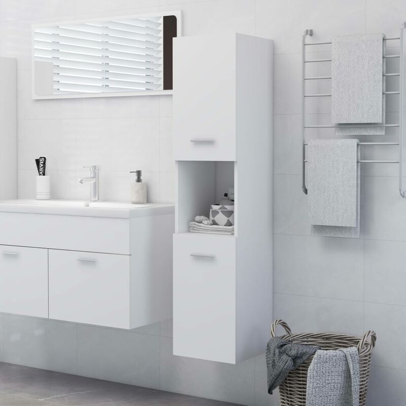 

Armario de cuarto de baño aglomerado blanco 30x30x130 cm - Blanco