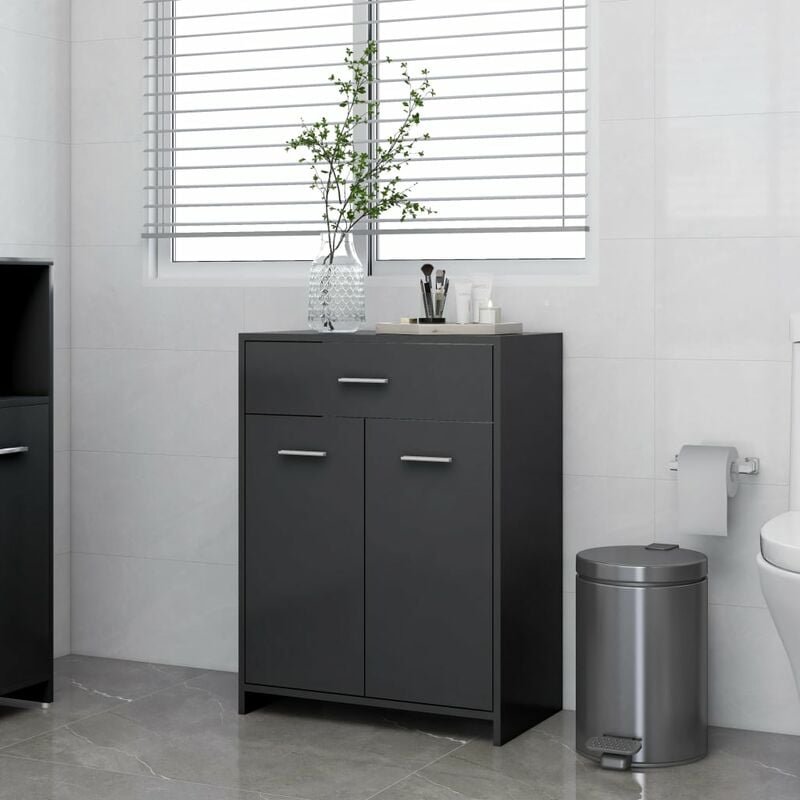 

Armario de cuarto de baño aglomerado gris 60x33x80 cm - Gris