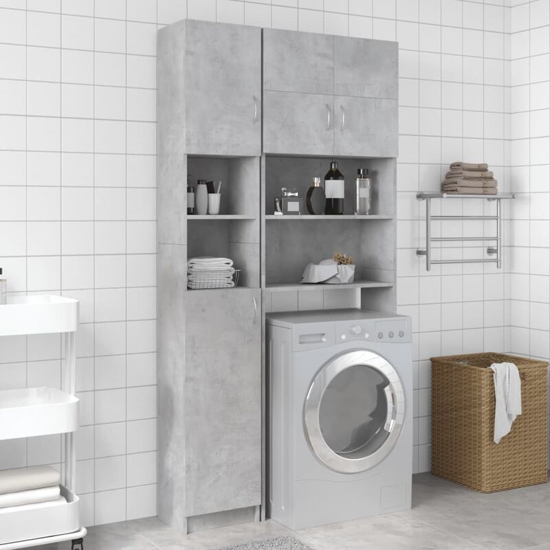 

Armario de cuarto de baño aglomerado gris cemento 32x25,5x190cm - Gris