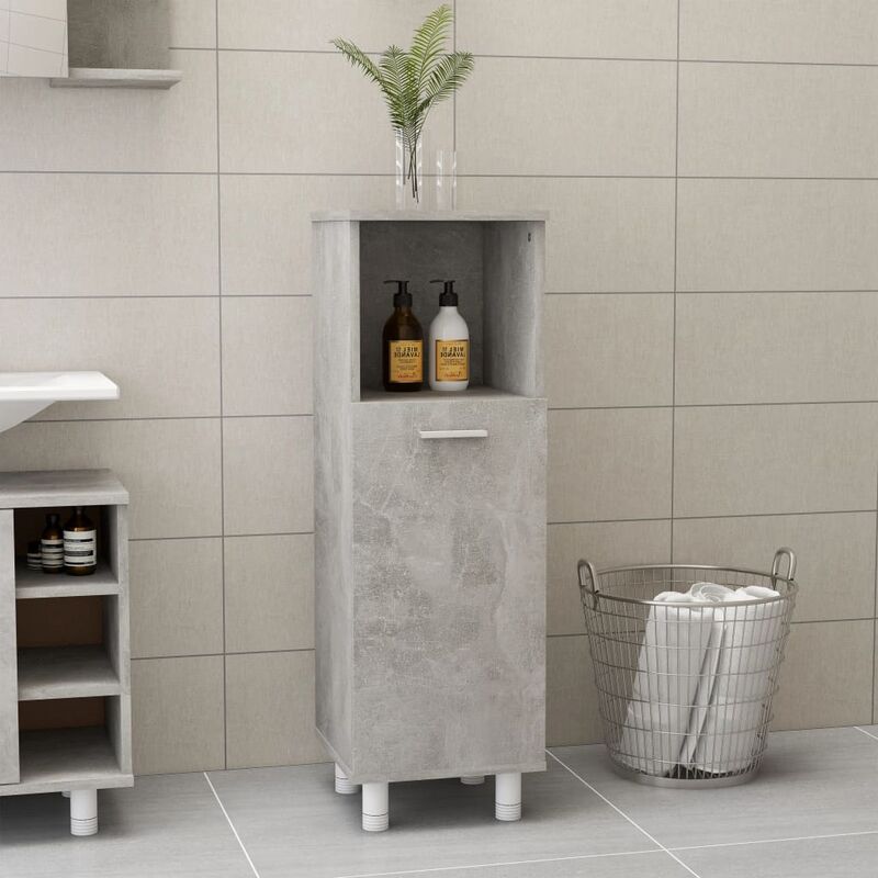 

Armario de cuarto de baño aglomerado gris hormigón 30x30x95 cm - Gris