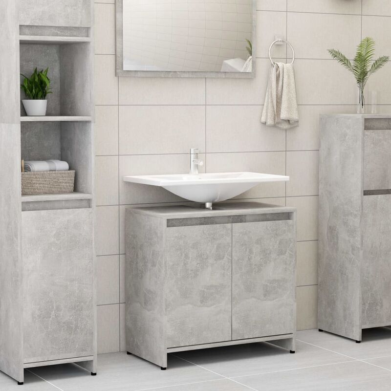 

Armario de cuarto de baño aglomerado gris hormigón 60x33x58 cm - Gris