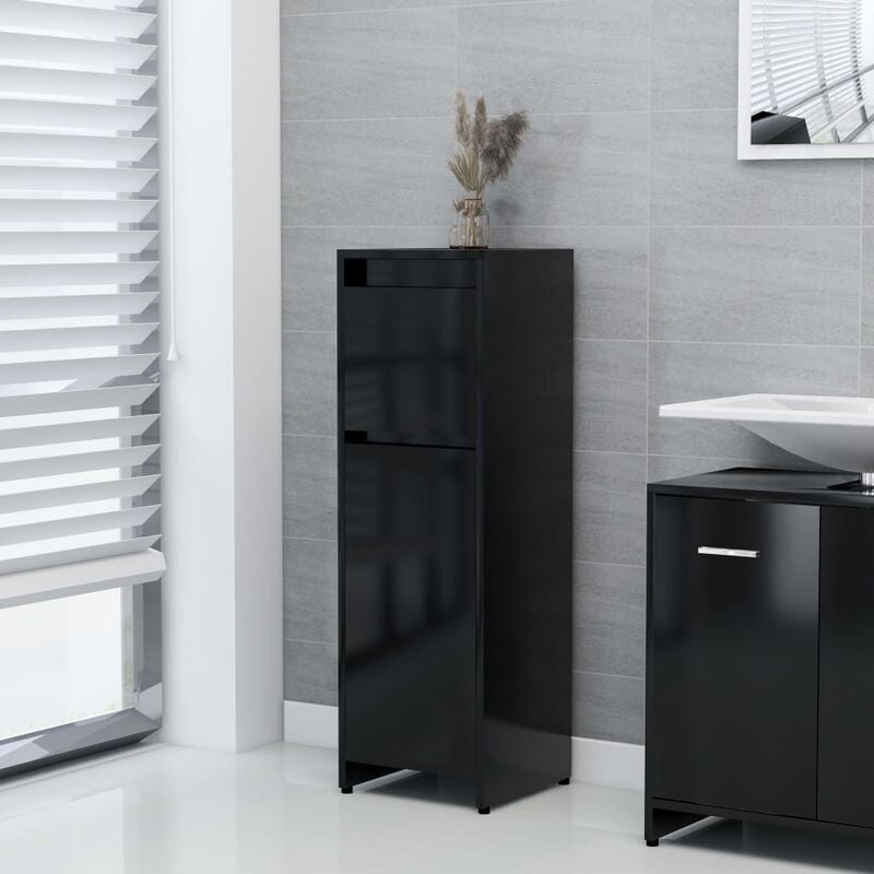 

Armario de cuarto de baño aglomerado negro 30x30x95 cm - Negro