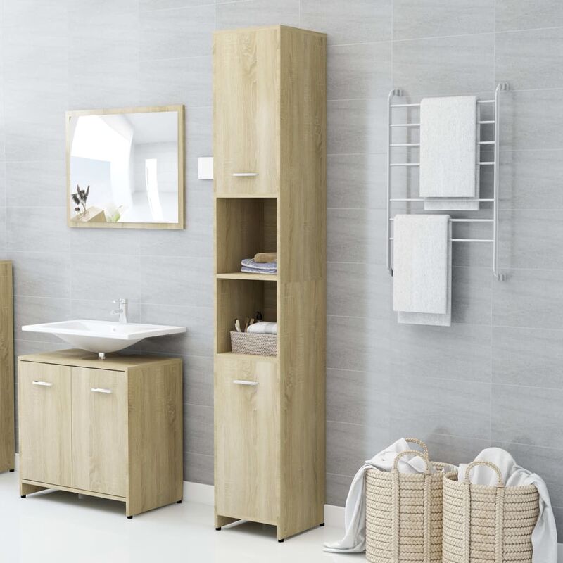 

Youthup - Armario de cuarto de baño aglomerado roble sonoma 30x30x183,5cm - Marrón