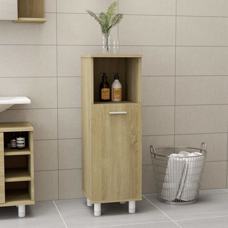 

Armario de cuarto de baño aglomerado roble sonoma 30x30x95 cm - Marrón