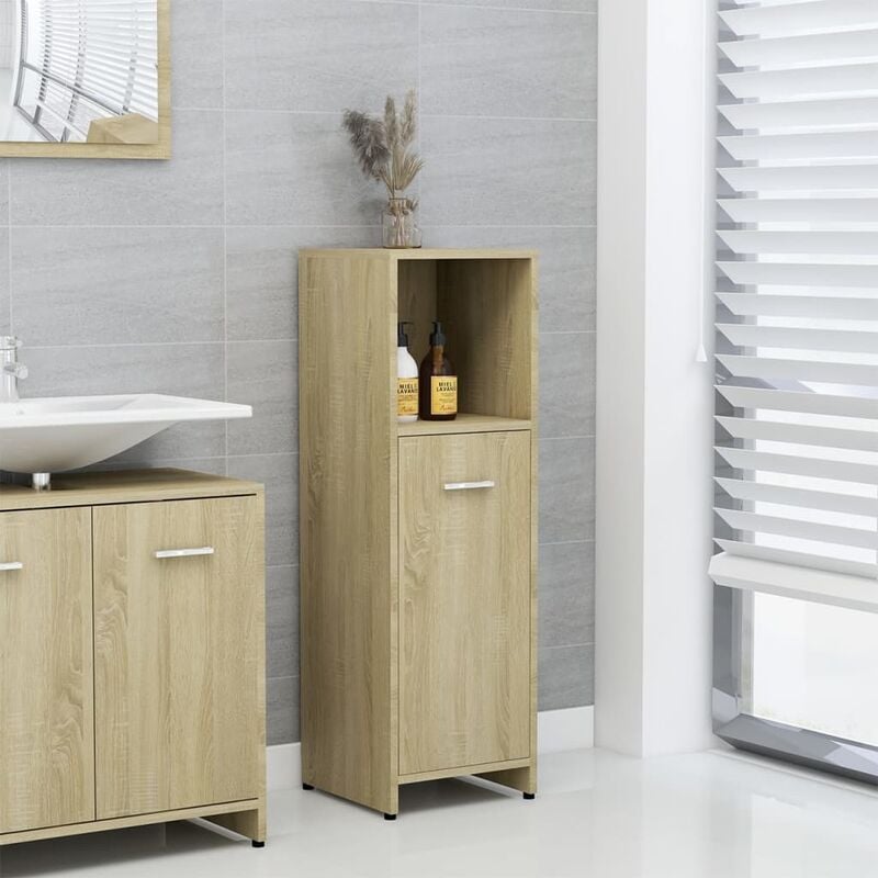 

Armario de cuarto de baño aglomerado roble sonoma 30x30x95 cm - Marrón