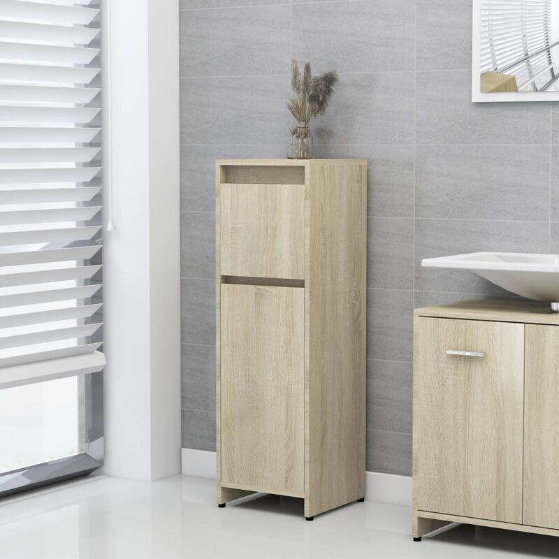 

Armario de cuarto de baño aglomerado roble sonoma 30x30x95 cm - Marrón