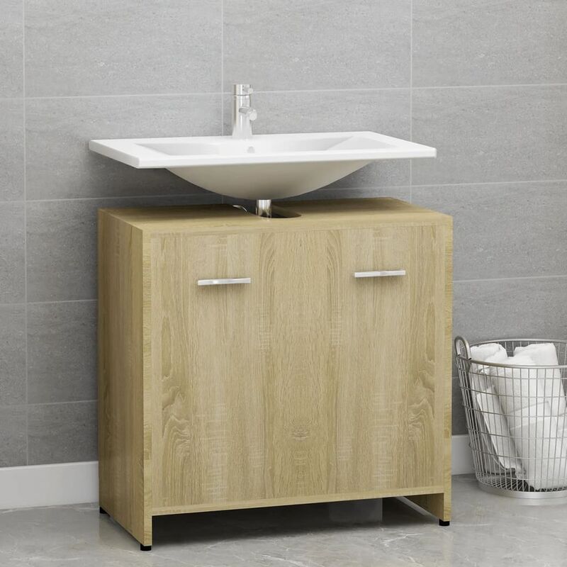 

Armario de cuarto de baño aglomerado roble sonoma 60x33x58 cm - Marrón