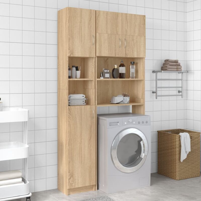 

Youthup - Armario de cuarto de baño aglomerado sonoma 32x25,5x190 cm - Marrón