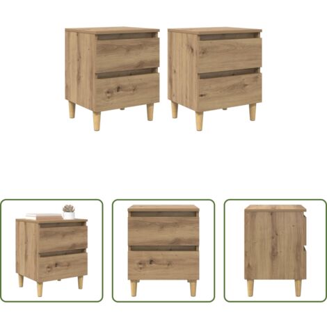 Armario de dormitorio -  Armarios de cama 2 pcs Roble artesanal 40 x 35 x 50 cm