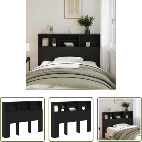 Armario de dormitorio -  Cabecero con armario Roble Negro 140 x 19 x 103,5 cm