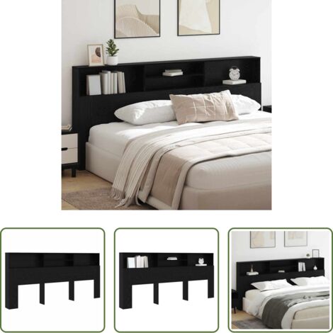 Armario de dormitorio -  Cabecero con armario Roble Negro 220 x 19 x 101,5 cm