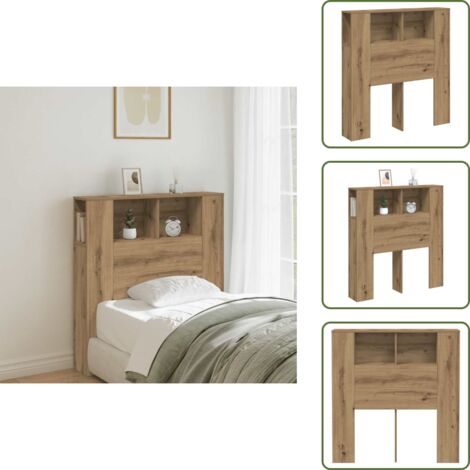 Armario de dormitorio - vidaXL Cabecero armario madera ingeniería roble artisan 100x18,5x102,5cm - Armario de almacenamiento