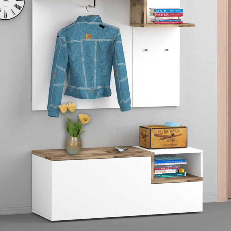 

Mueble de recibidor 2 puertas compartimento abierto aparador bajo Zet Baix Acero