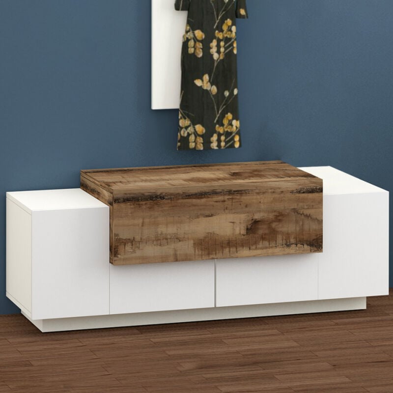 

Mueble de recibidor aparador bajo 2 puertas compartimento abatible Coro Baix Acero