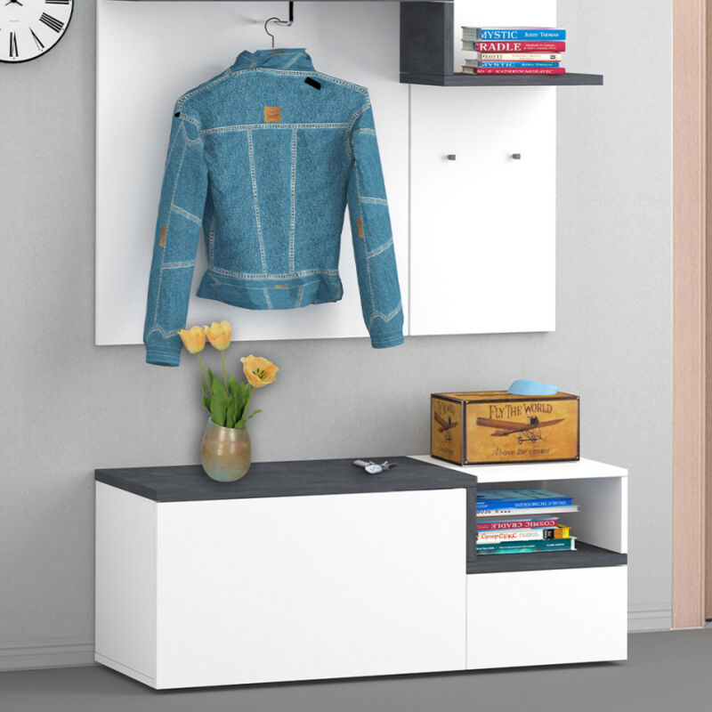 

Mueble de recibidor aparador bajo 2 puertas compartimento abierto Zet Baix Ardesia