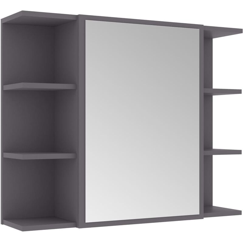 

Armario de espejo de baño aglomerado gris 80x20,5x64 cm - Gris - Vidaxl
