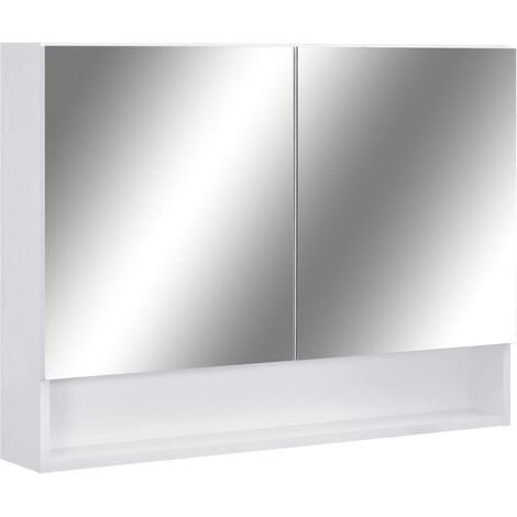 Armario con espejo de baño con luz led laterales 50x70 cm blanco y plateado  Vida XL