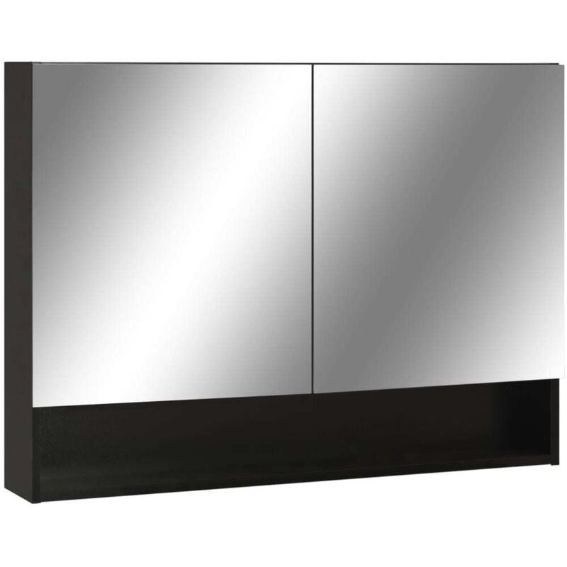

vidaXL Armario de espejo de baño con LED MDF negro 80x15x60 cm - Negro