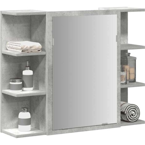 Armario de espejo de baño contrachapada gris 80x20,5x64 cm